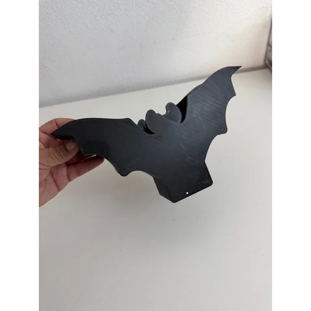 Black 3D Printed Bat Desk Organizer Holographic Star Gothic Makeup Brush Holder